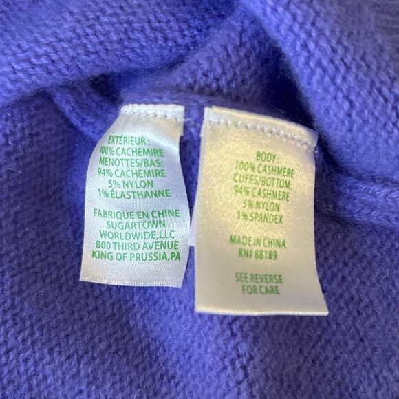 Lilly Pulitzer kinnik cashmere sweater purple colorblock Sz L - Picture 8 of 10
